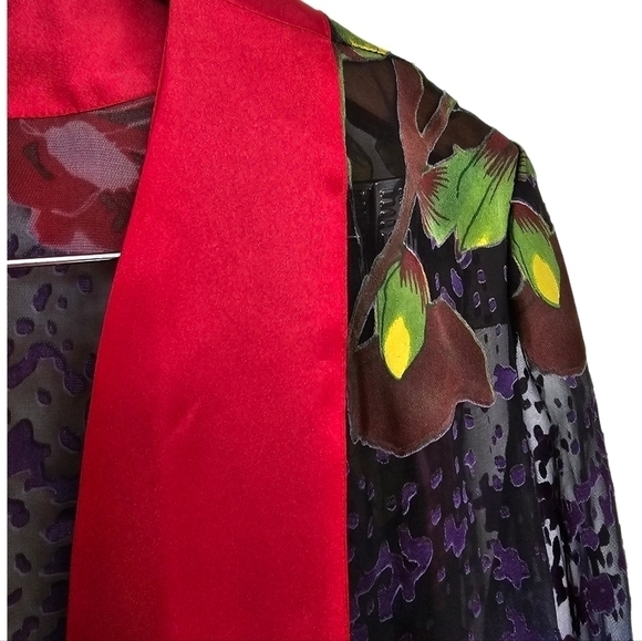 Floral boho burn out vevet silk blend sheer multicolor prints top size 1X - Picture 5 of 11